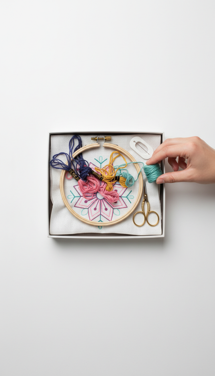 Modern Embroidery Kit with Natural Fibers